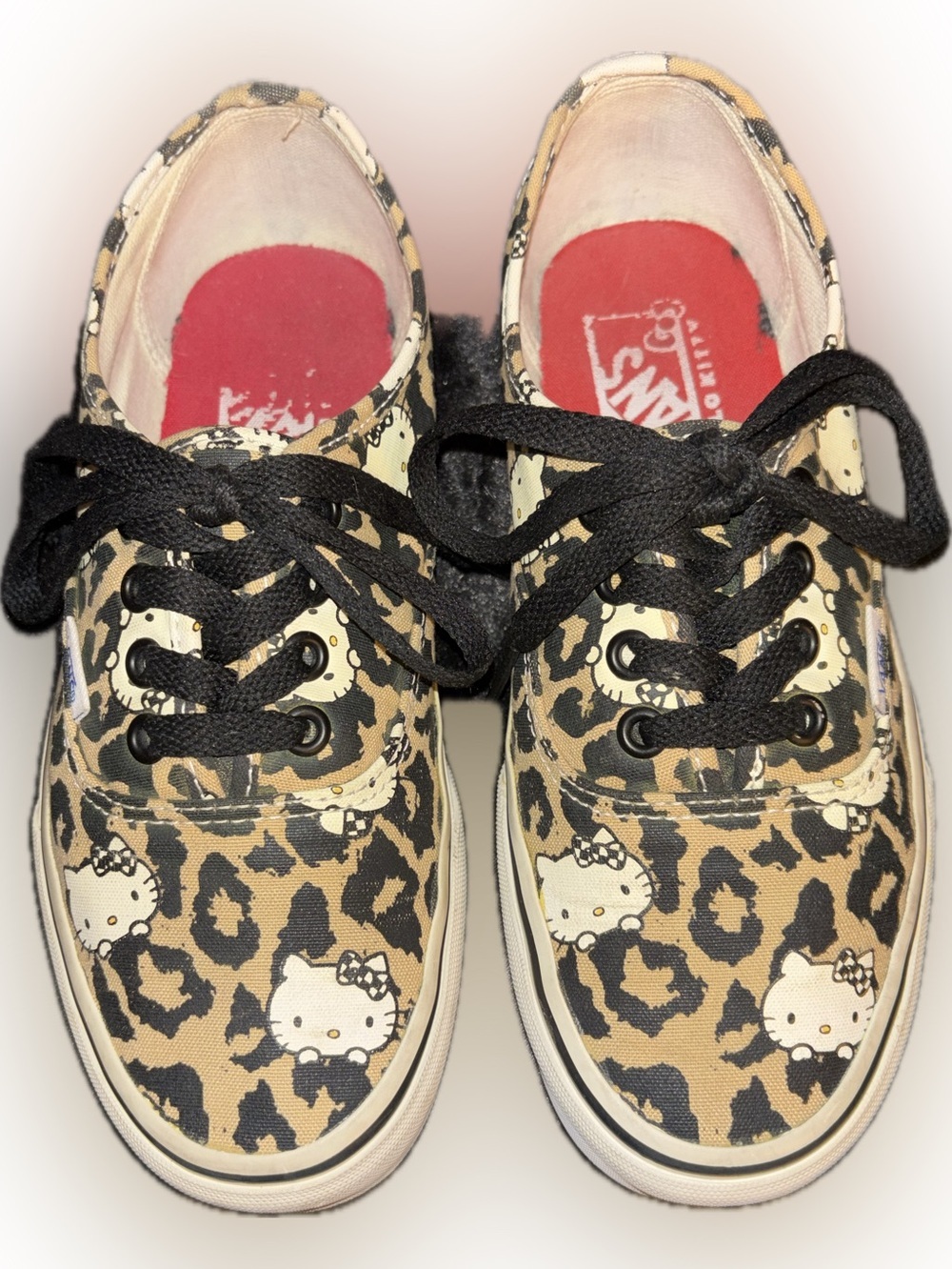 Vintage 2014 Vans Sanrio Hello Kitty Leopard Print Canvas Low Top Sneakers 6.5